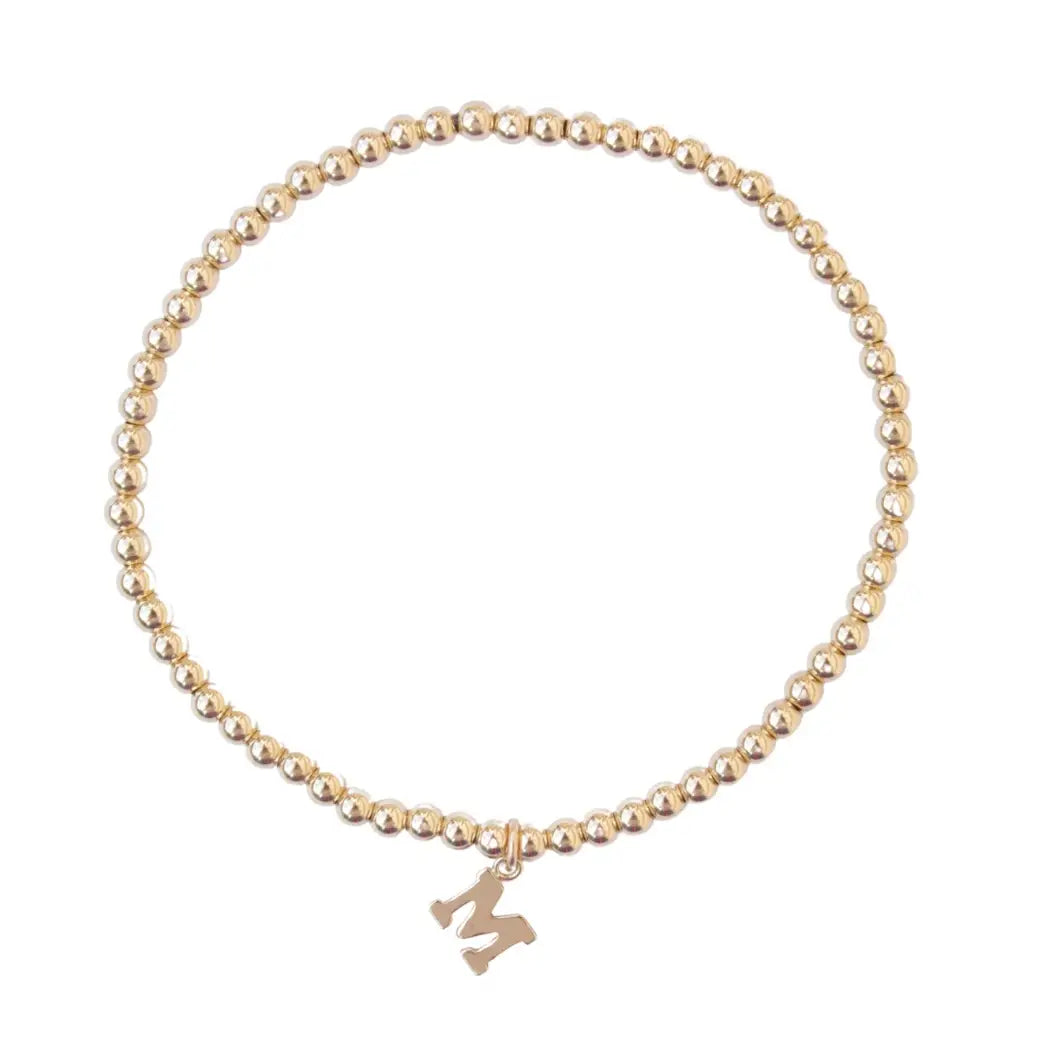Initial Charm — 3mm Gold Bead Bracelet
