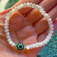 Pearl Emerald Evil Eye Bracelet