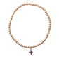 Cross Charm — 4mm Gold Bead Bracelet