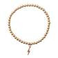 Lightning Bolt Charm — 4mm Gold Bead Bracelet