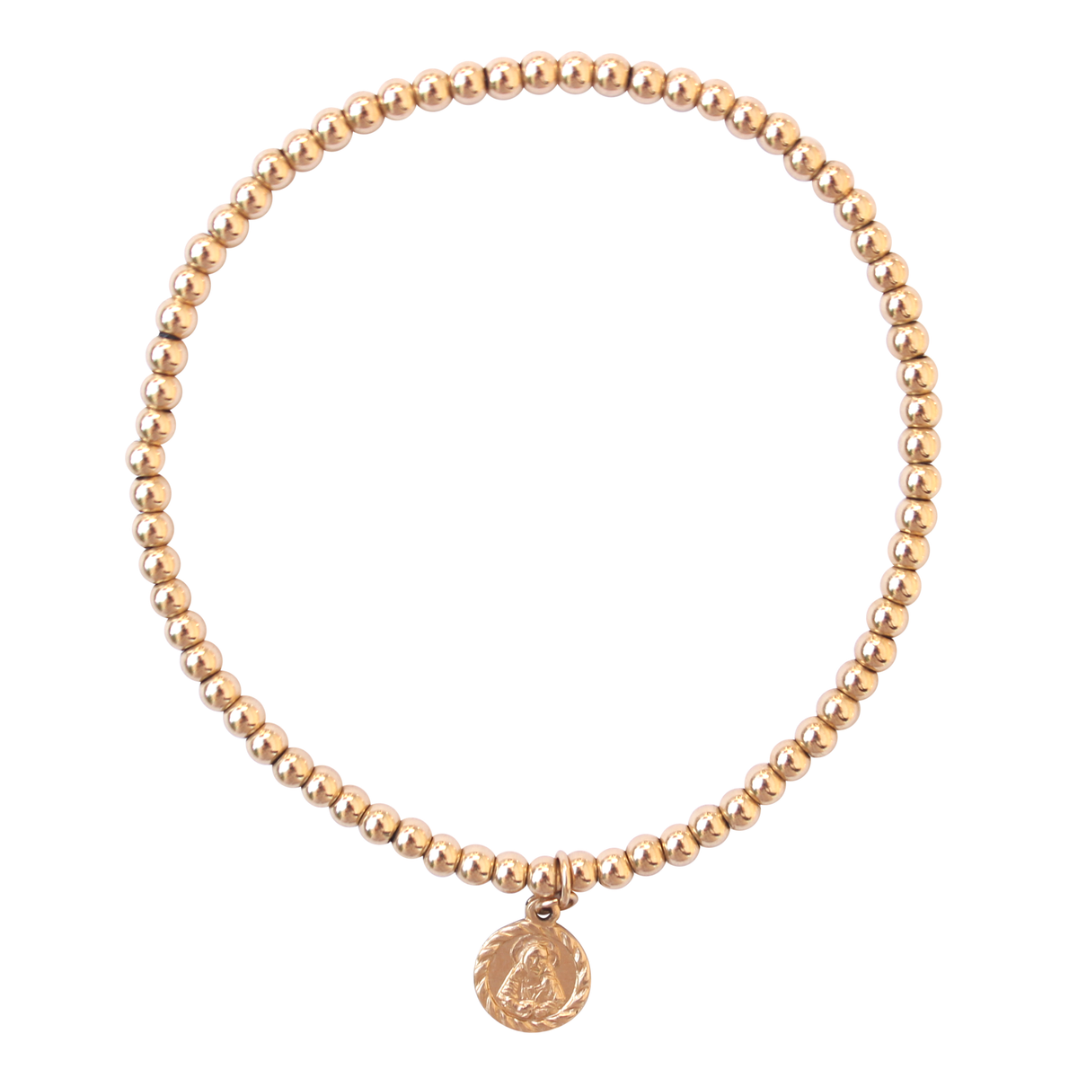 Saint Charm — 4mm Gold Bead Bracelet