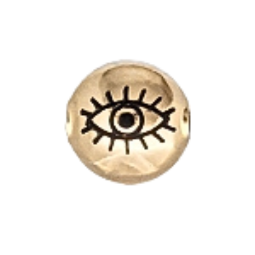 Evil Eye Charm — 4mm Gold Bead Bracelet