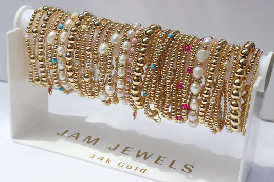 Wholesale Pearl & Color Pack + Display (34 Bracelets)