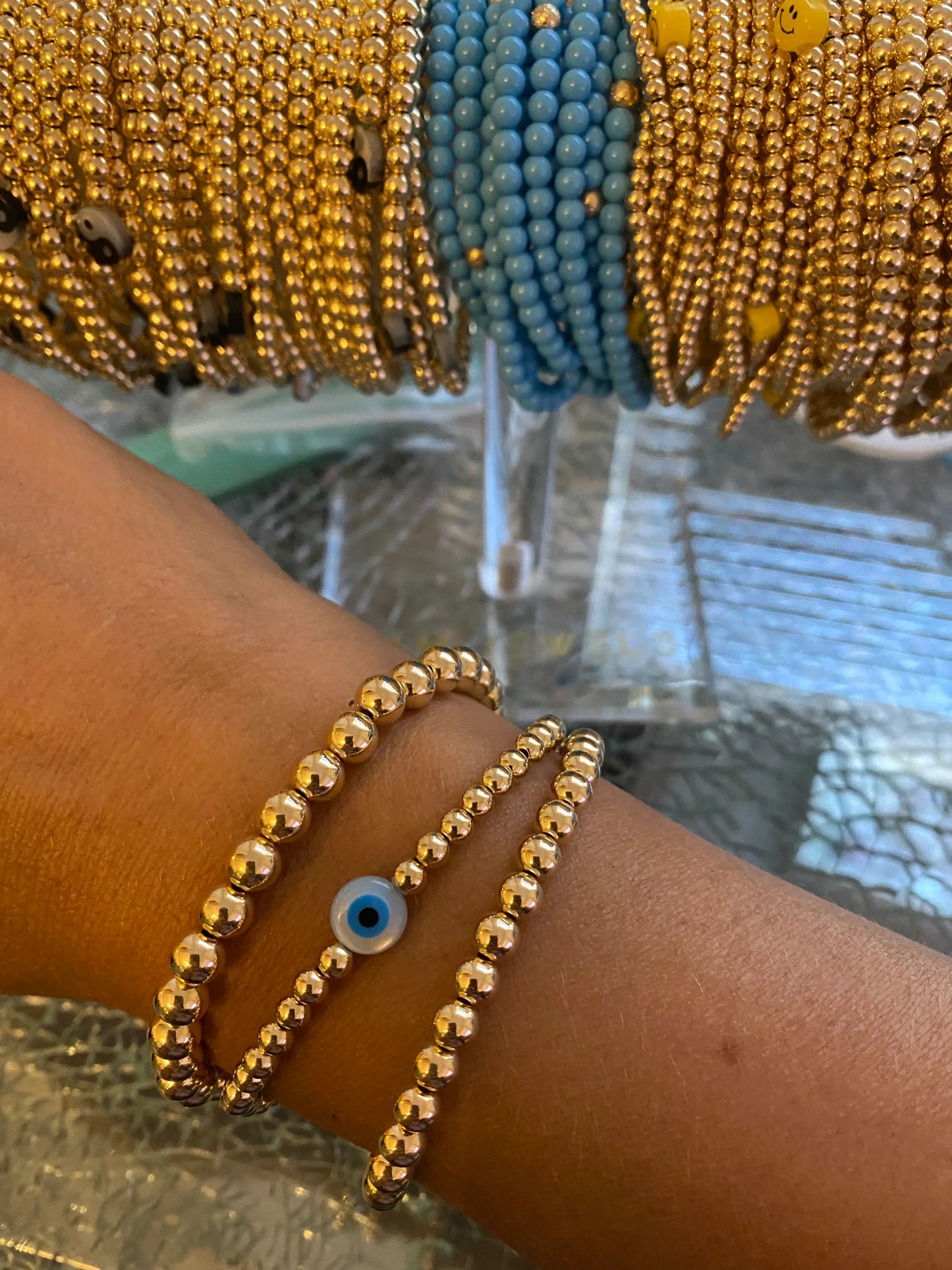 Pearl Evil Eve Bracelet